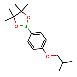 Chemical structure of 4,4,5,5-tetramethyl-2-[4-(2-methylpropoxy)phenyl]-1,3,2-dioxaborolane , CAS 1421597-99-0, AChemBlock AD240203