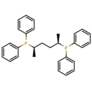 Chemical structure of [(2R,5R)-5-(diphenylphosphanyl)hexan-2-yl]diphenylphosphane , CAS 142494-67-5, AChemBlock AD240213