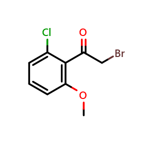Chemical structure of 2-bromo-1-(2-chloro-6-methoxyphenyl)ethan-1-one , CAS 1427354-83-3, AChemBlock AD240225