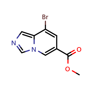 Chemical structure of methyl 8-bromoimidazo[1,5-a]pyridine-6-carboxylate , CAS 1427399-03-8, AChemBlock AD240228