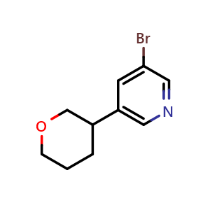 Chemical structure of 3-Bromo-5-(tetrahydro-2H-pyran-3-yl)pyridine , CAS 1434127-09-9, AChemBlock AD240239