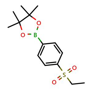 Chemical structure of 2-[4-(ethanesulfonyl)phenyl]-4,4,5,5-tetramethyl-1,3,2-dioxaborolane , CAS 1436867-18-3, AChemBlock AD240243