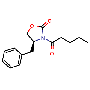 Chemical structure of (S)-4-Benzyl-3-pentanoyloxazolidin-2-one , CAS 143868-89-7, AChemBlock AD240245