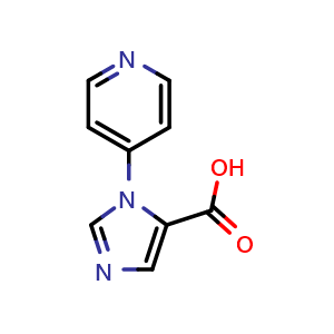 Chemical structure of 1-(pyridin-4-yl)-1H-imidazole-5-carboxylic acid , CAS 1439900-49-8, AChemBlock AD240250