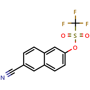 Chemical structure of Methanesulfonic acid, 1,1,1-trifluoro-, 6-cyano-2-naphthalenyl ester , CAS 145369-29-5, AChemBlock AD240279