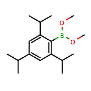 Chemical structure of dimethyl [2,4,6-tris(propan-2-yl)phenyl]boronate , CAS 145434-22-6, AChemBlock AD240280