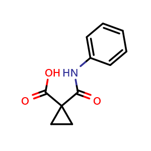 Chemical structure of 1-(phenylcarbamoyl)cyclopropane-1-carboxylic acid , CAS 145591-80-6, AChemBlock AD240284