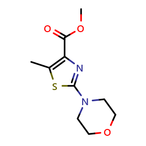 Chemical structure of methyl 5-methyl-2-(morpholin-4-yl)-1,3-thiazole-4-carboxylate , CAS 1478718-44-3, AChemBlock AD240303