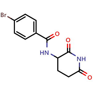 Chemical structure of 4-bromo-N-(2,6-dioxopiperidin-3-yl)benzamide , CAS 1479642-05-1, AChemBlock AD240305