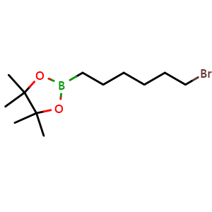 Chemical structure of 2-(6-bromohexyl)-4,4,5,5-tetramethyl-1,3,2-dioxaborolane , CAS 148562-18-9, AChemBlock AD240311
