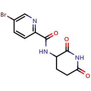 Chemical structure of 5-bromo-N-(2,6-dioxohexahydropyridin-3-yl)pyridine-2-carboxamide , CAS 1486115-10-9, AChemBlock AD240312