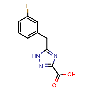 Chemical structure of 5-(3-fluorobenzyl)-1H-1,2,4-triazole-3-carboxylic acid , CAS 1500757-33-4, AChemBlock AD240331
