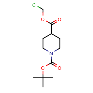 Chemical structure of 1-(tert-Butyl) 4-(chloromethyl) piperidine-1,4-dicarboxylate , CAS 150109-49-2, AChemBlock AD240332