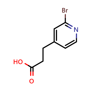 Chemical structure of 3-(2-Bromopyridin-4-yl)propanoic acid , CAS 1501927-29-2, AChemBlock AD240335