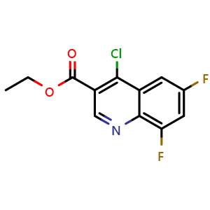 Chemical structure of Ethyl 4-chloro-6,8-difluoro-quinoline-3-carboxylate , CAS 150258-20-1, AChemBlock AD240337