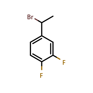 Chemical structure of 4-(1-bromoethyl)-1,2-difluorobenzene , CAS 150881-71-3, AChemBlock AD240344