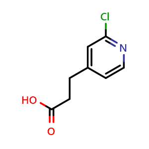 Chemical structure of 3-(2-Chloropyridin-4-yl)propanoic acid , CAS 1525856-41-0, AChemBlock AD240369