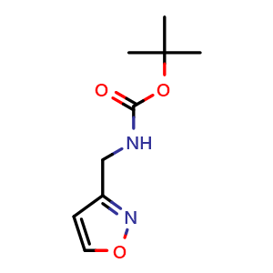 Chemical structure of 2-methylpropan-2-yl [(isoxazol-3-ylmethyl)amino]methanoate , CAS 1526819-98-6, AChemBlock AD240372