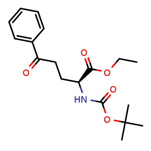 Chemical structure of (S)-Ethyl-2-(tert-butoxycarbonylamino)-5-phenyl-5-oxopentanoate , CAS 153783-18-7, AChemBlock AD240390