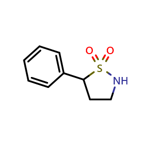 Chemical structure of 5-phenylisothiazolidine 1,1-dioxide , CAS 1537863-73-2, AChemBlock AD240392