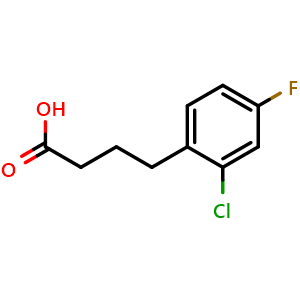 Chemical structure of 4-(2-Chloro-4-fluorophenyl)butanoic acid , CAS 1540642-13-4, AChemBlock AD240397