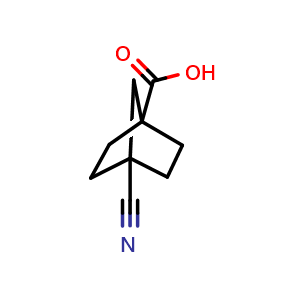 Chemical structure of 4-cyanonorbornane-1-carboxylic acid , CAS 15448-86-9, AChemBlock AD240403