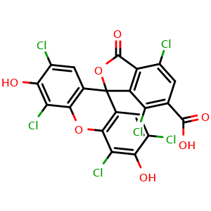Chemical structure of 2',4,4',5',7,7'-hexachloro-3',6'-dihydroxy-1-oxo-spiro[isobenzofuran-3,9'-xanthene]-5-carboxylic acid , CAS 155911-16-3, AChemBlock AD240414