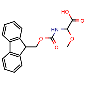 Chemical structure of 2-({[(9H-fluoren-9-yl)methoxy]carbonyl}amino)-2-methoxyacetic acid , CAS 156059-09-5, AChemBlock AD240415