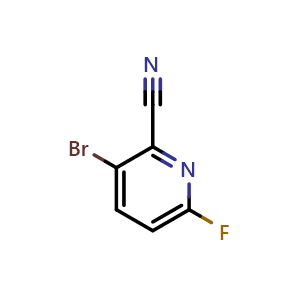 Chemical structure of 3-bromo-6-fluoropyridine-2-carbonitrile , CAS 1565634-54-9, AChemBlock AD240422