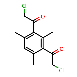 Chemical structure of 1,1'-(2,4,6-Trimethyl-1,3-phenylene)bis(2-chloroethan-1-one) , CAS 156641-43-9, AChemBlock AD240426