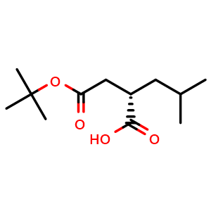Chemical structure of (S)-2-(2-(tert-Butoxy)-2-oxoethyl)-4-methylpentanoic acid , CAS 157542-03-5, AChemBlock AD240435