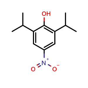 Chemical structure of 4-nitro-2,6-bis(propan-2-yl)phenol , CAS 1576-14-3, AChemBlock AD240436