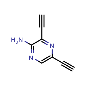 Chemical structure of 3,5-Diethynylpyrazin-2-amine , CAS 1588440-99-6, AChemBlock AD240453