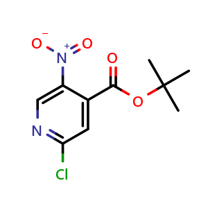 Chemical structure of 2-methylpropan-2-yl 2-chloro-5-nitropyridine-4-carboxylate , CAS 1609130-61-1, AChemBlock AD240492