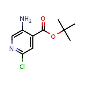 Chemical structure of 2-methylpropan-2-yl 5-amino-2-chloropyridine-4-carboxylate , CAS 1609130-62-2, AChemBlock AD240493