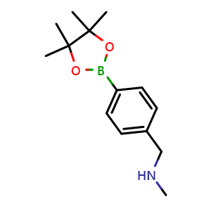 Chemical structure of N-methyl-1-[4-(4,4,5,5-tetramethyl-1,3,2-dioxaborolan-2-yl)phenyl]methanamine , CAS 1613259-71-4, AChemBlock AD240500