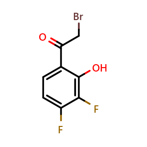 Chemical structure of 2-bromo-1-(3,4-difluoro-2-hydroxyphenyl)ethan-1-one , CAS 1621375-69-6, AChemBlock AD240522