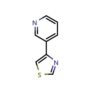 Chemical structure of 3-(1,3-thiazol-4-yl)pyridine , CAS 162704-76-9, AChemBlock AD240534
