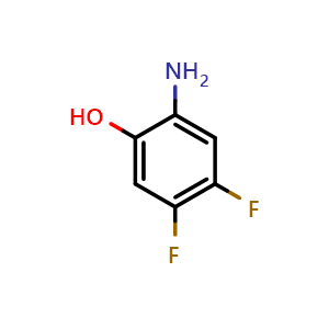Chemical structure of 2-amino-4,5-difluoro-phenol , CAS 163734-01-8, AChemBlock AD240550