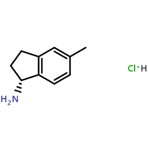 Chemical structure of (R)-5-methyl-2,3-dihydro-1H-inden-1-amine hydrochloride , CAS 1637453-87-2, AChemBlock AD240551