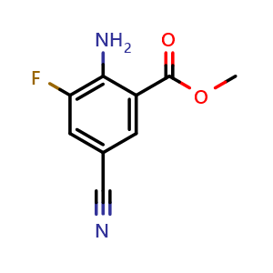 Chemical structure of Methyl 2-amino-5-cyano-3-fluorobenzoate , CAS 1644383-46-9, AChemBlock AD240563