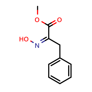 Chemical structure of methyl (Z)-2-(hydroxyimino)-3-phenylpropanoate , CAS 16503-48-3, AChemBlock AD240570