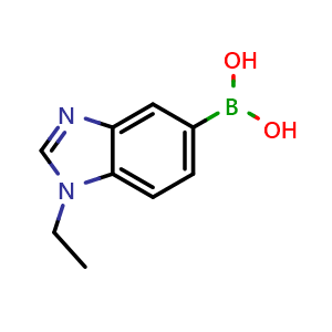 Chemical structure of (1-ethyl-1H-1,3-benzodiazol-5-yl)boronic acid , CAS 1661043-48-6, AChemBlock AD240578