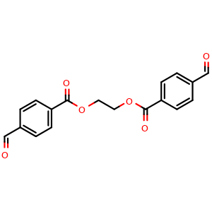 Chemical structure of 2-(4-formylbenzoyloxy)ethyl 4-formylbenzoate , CAS 167962-67-6, AChemBlock AD240591