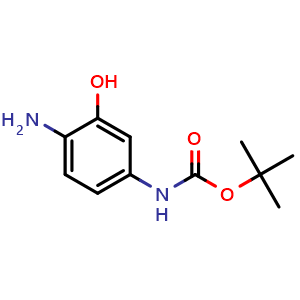 Chemical structure of tert-butyl N-(4-amino-3-hydroxyphenyl)carbamate , CAS 1700236-34-5, AChemBlock AD240620