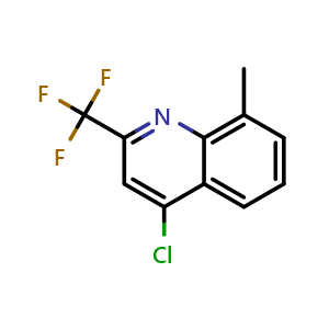 Chemical structure of 4-Chloro-8-methyl-2-(trifluoromethyl)quinoline , CAS 1701-25-3, AChemBlock AD240622