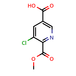 Chemical structure of 5-Chloro-6-(methoxycarbonyl)nicotinic acid , CAS 170622-06-7, AChemBlock AD240630