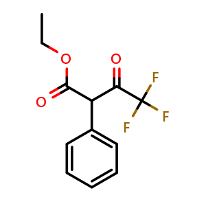 Chemical structure of ethyl 4,4,4-trifluoro-3-oxo-2-phenylbutanoate , CAS 1717-41-5, AChemBlock AD240646