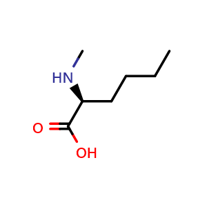 Chemical structure of (2S)-2-(methylamino)hexanoic acid , CAS 17343-27-0, AChemBlock AD240655