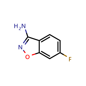 Chemical structure of 6-fluoro-1,2-benzoxazol-3-amine , CAS 177995-38-9, AChemBlock AD240698